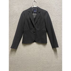 J Crew Wool Two Button Front Blazer 2 US Womens Jet Black Notch Lapel